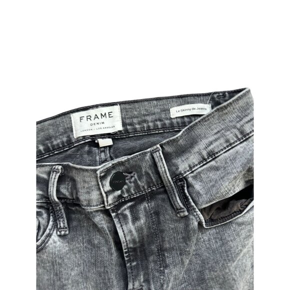 FRAME Black Gray Wash Le Skinny de Jeanne Frayed Ankle  Jeans Size 27 - Picture 3 of 8